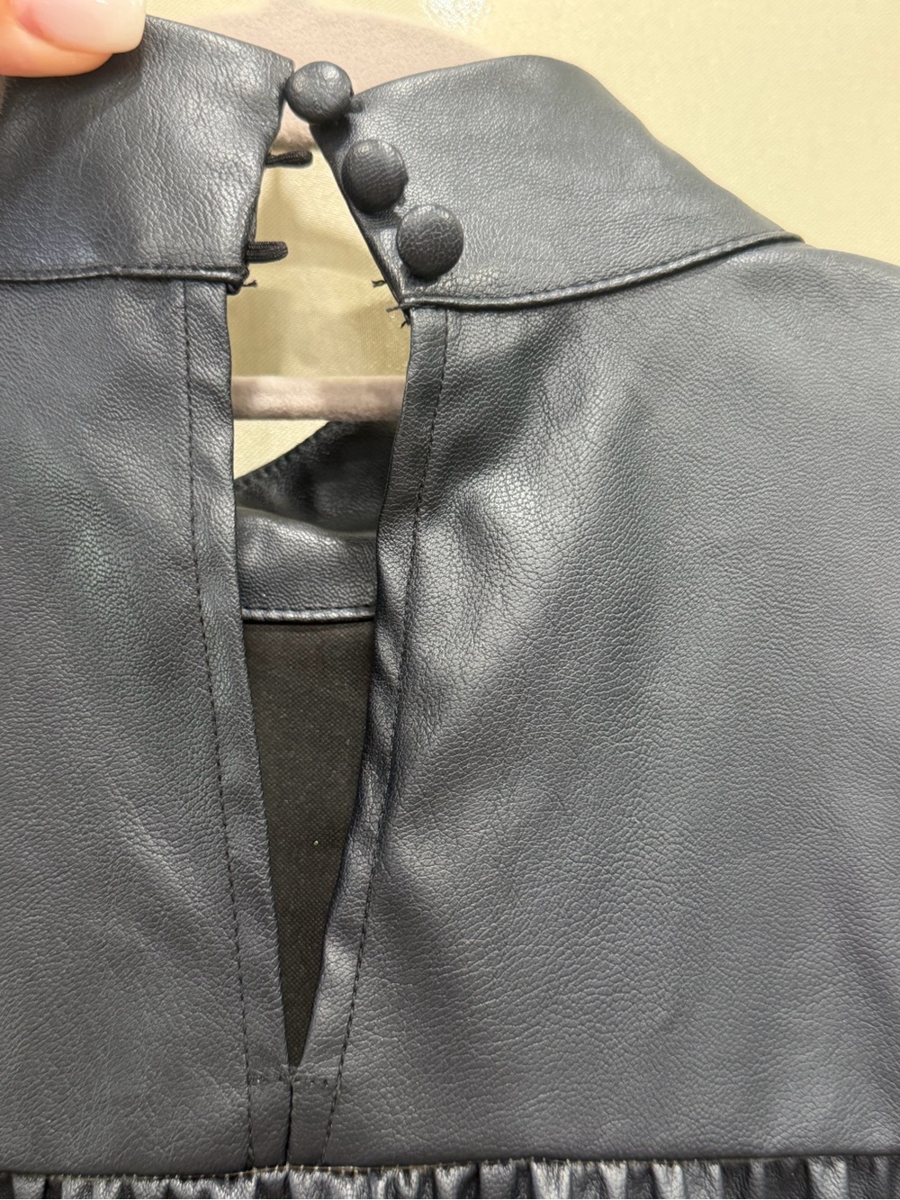 Who What Wear Black Faux Leather Mock-Neck Long-Sleeve Dress - Picture 10 of 16